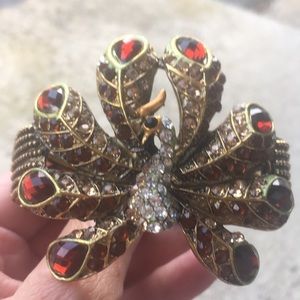 Peacock Bracelet /Gold metallic /With Multi Stones